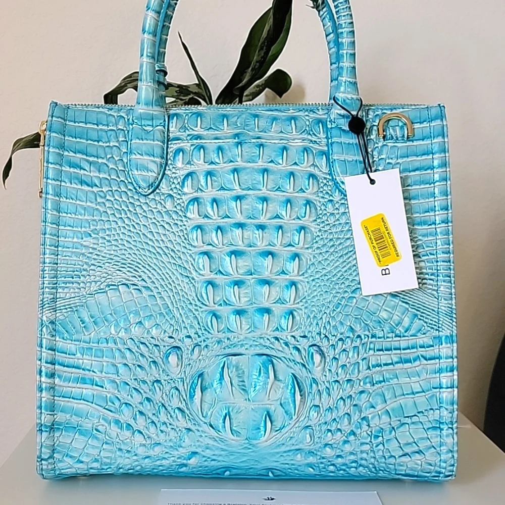 NWT 🌹Brahmin Caroline Handbag Dusty Blue Melbourne Collection leather